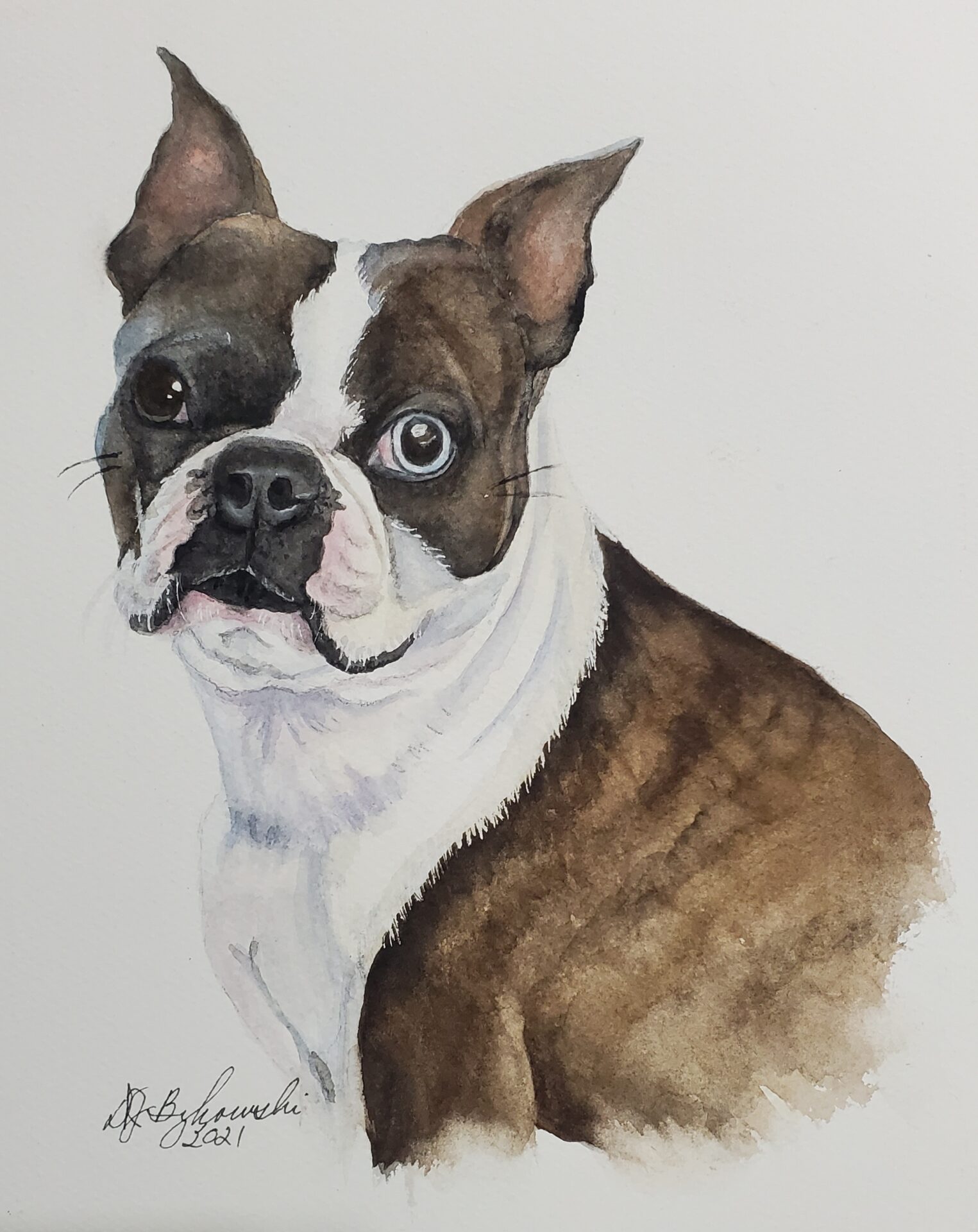 Closeup shot of painting art of a dog