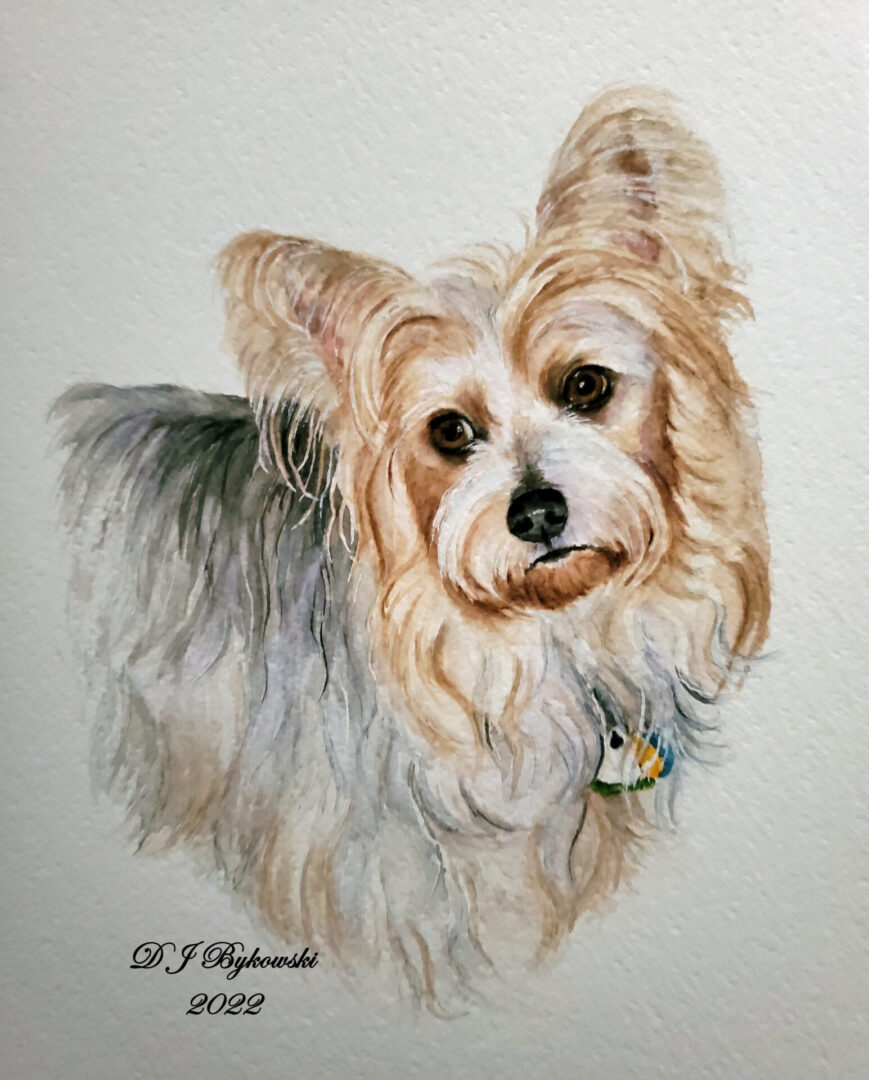 Closeup view of painting art of a dog