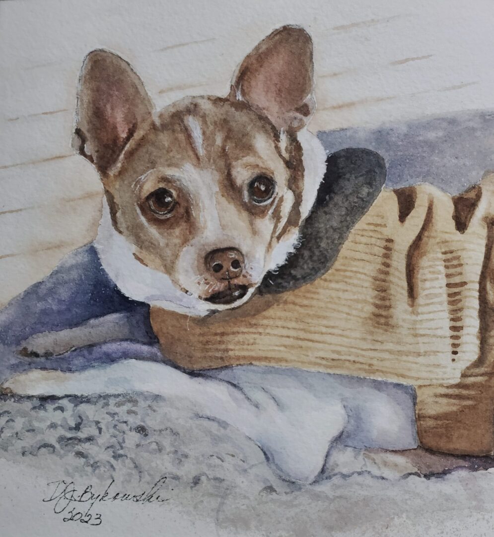 Close view of a dog painting art