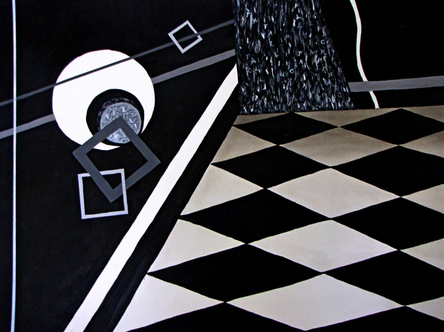 Black and white boxes painting art